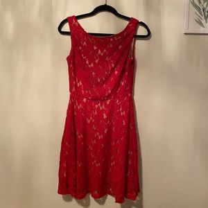This is a red lace dress